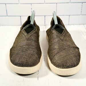 [SOLD] Toms Avalon Slip On Sneaker Women's 10 Black Gold Metallic Woven